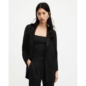 All Saints Aleida Jersey Open Blazer in Black, Size 0